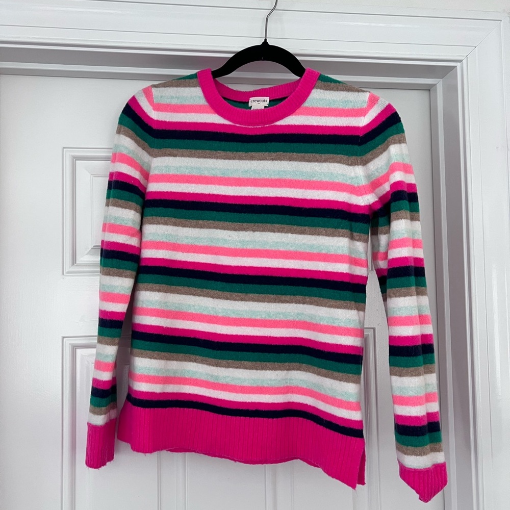 Crewcuts Colorful Striped Sweater - Pink, Green, Cream